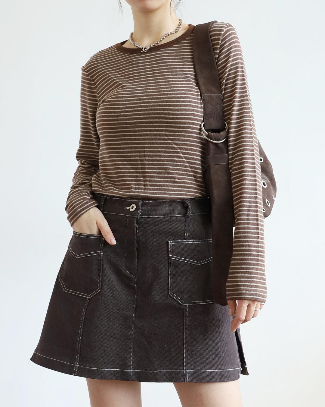 Contrast Stitch Layered Shorts (Size L)