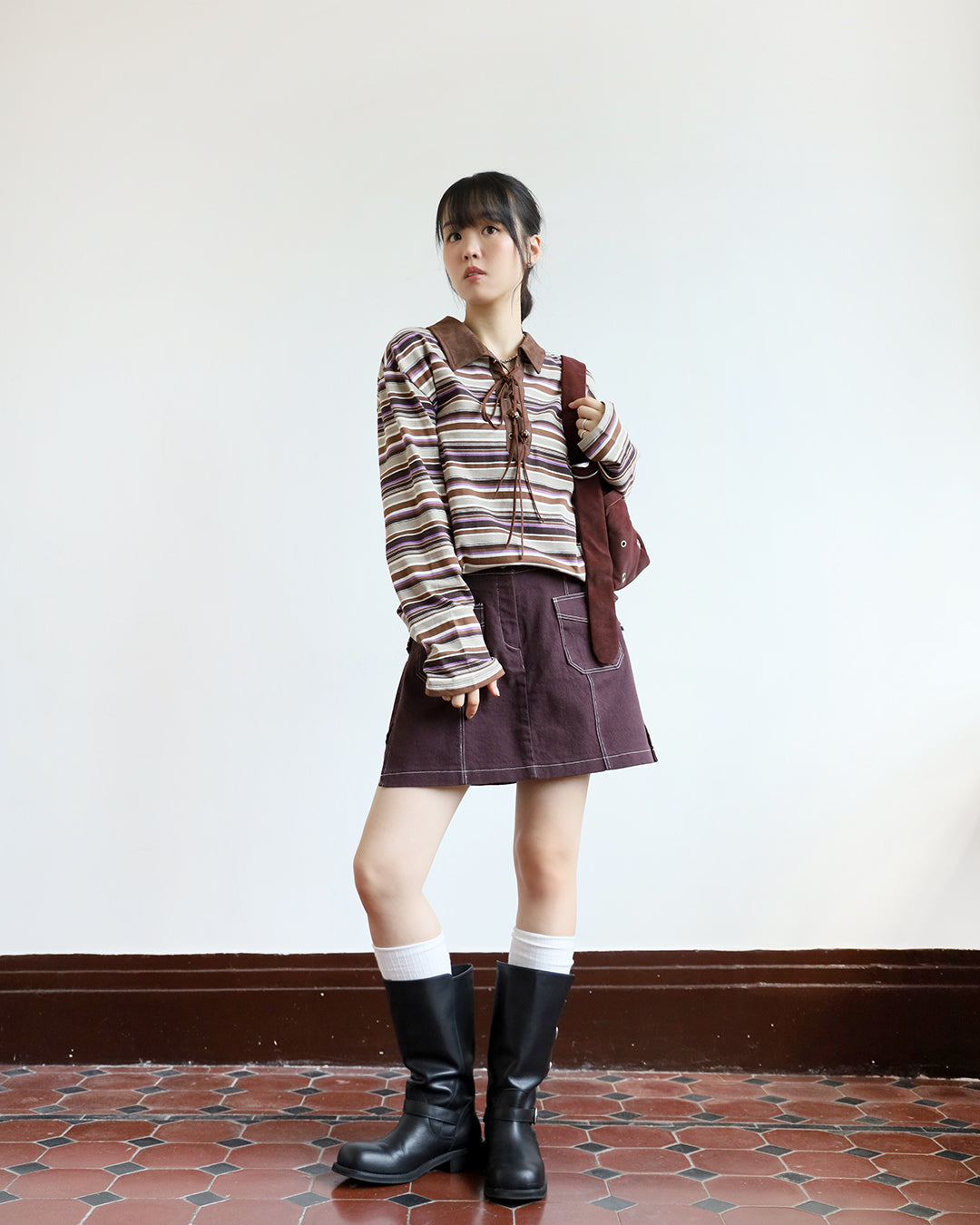 Contrast Stitch Layered Shorts (Size L)