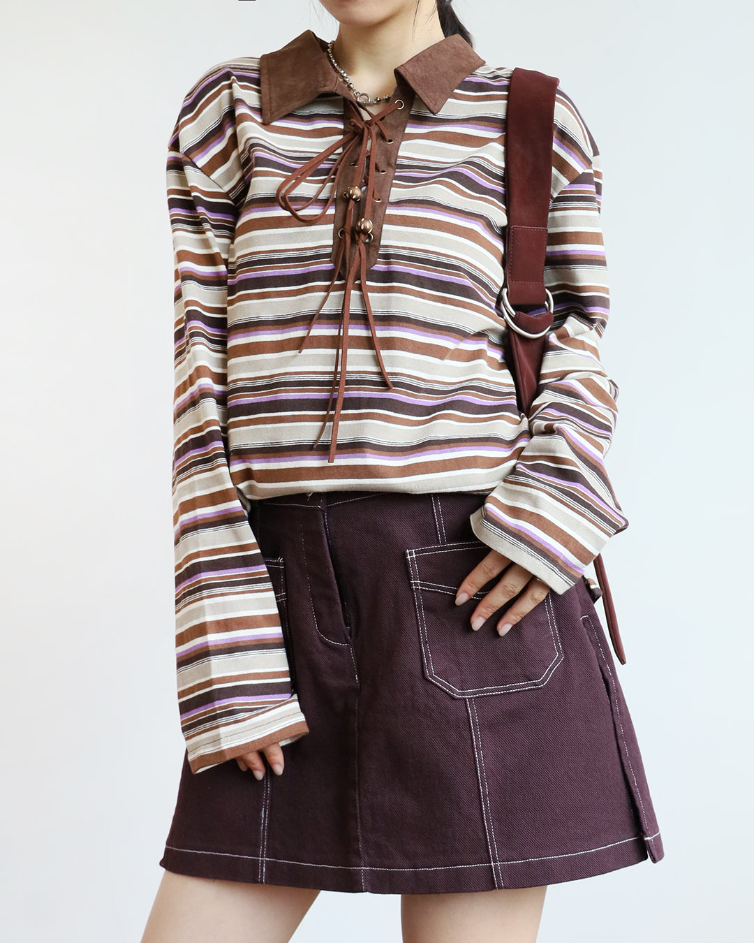 Contrast Stitch Layered Shorts (Size L)