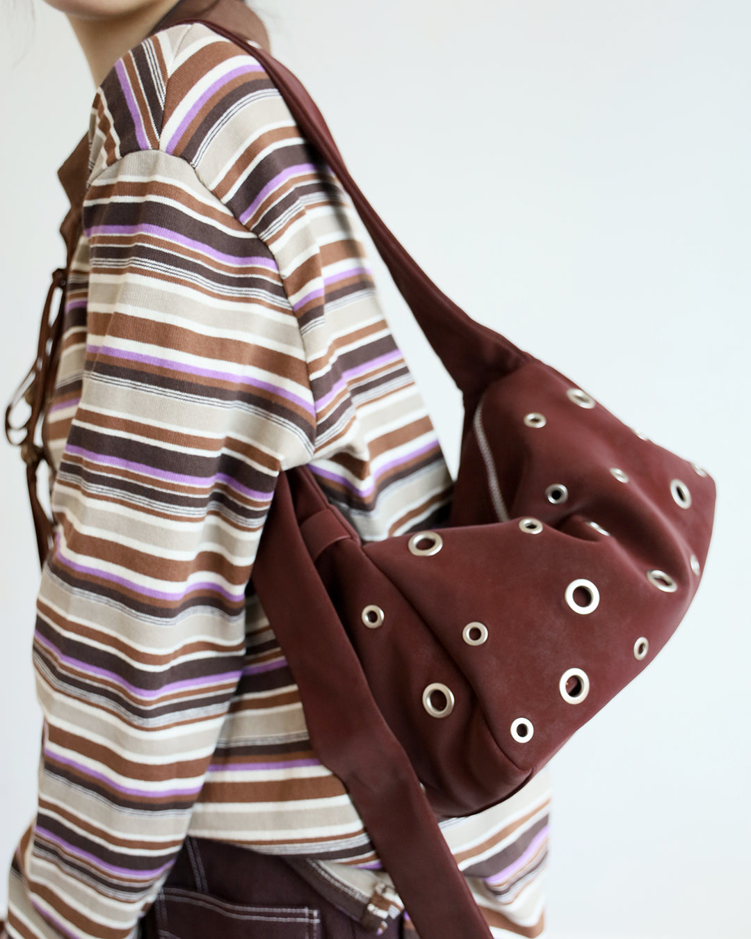 Faux Suede Eyelet Bag (3 color)