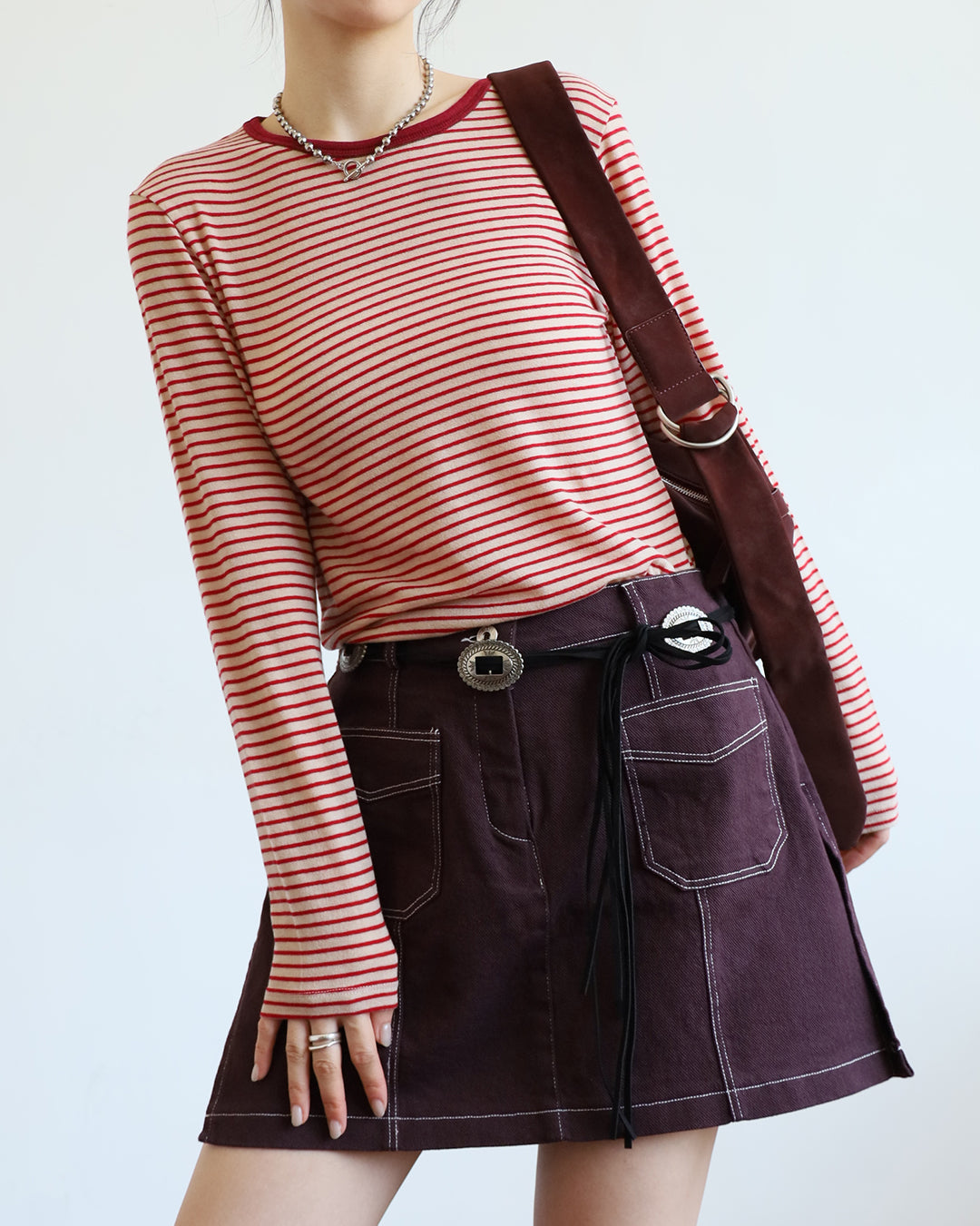 Contrast Stitch Layered Shorts (Size L)