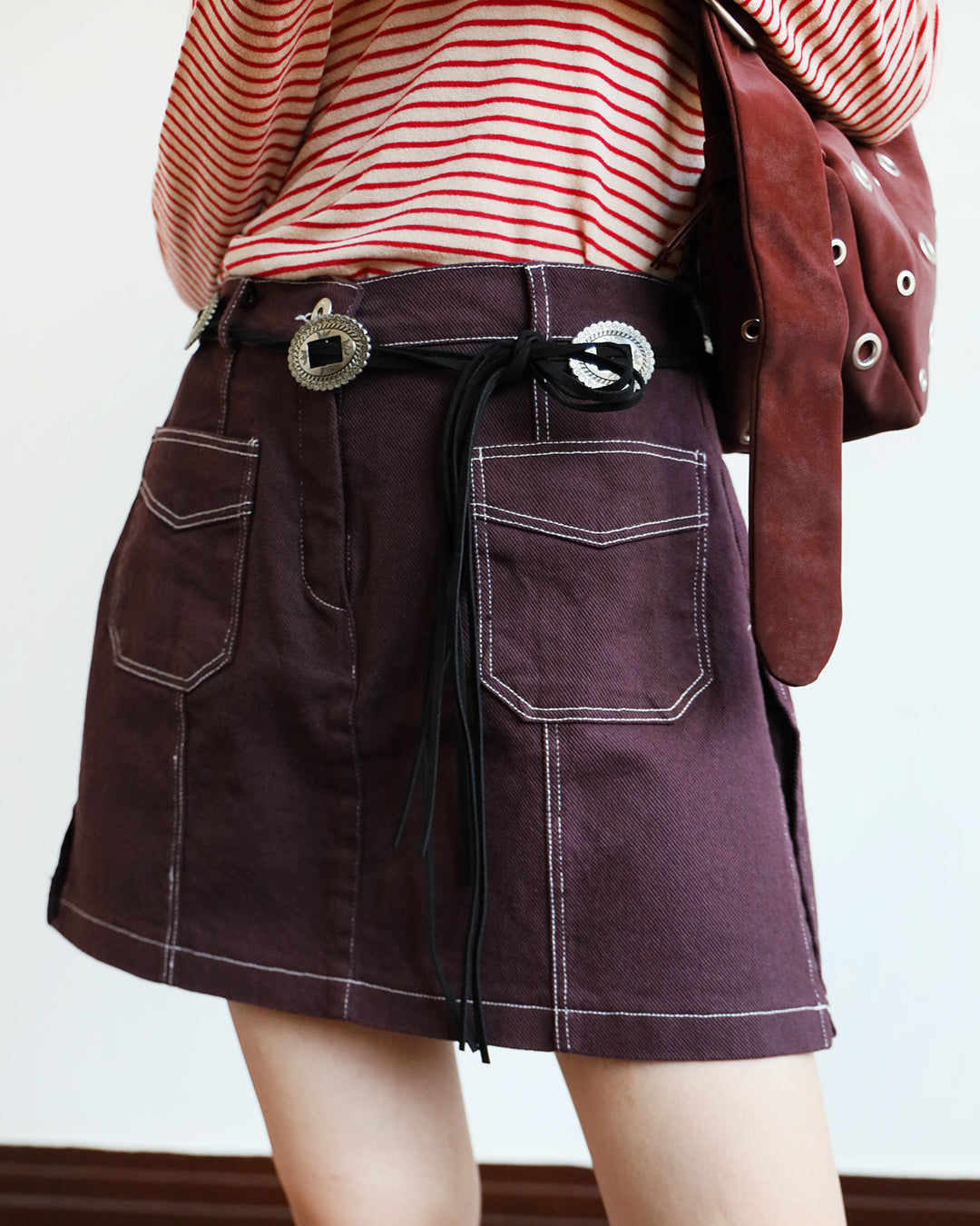 Contrast Stitch Layered Shorts (Size L)