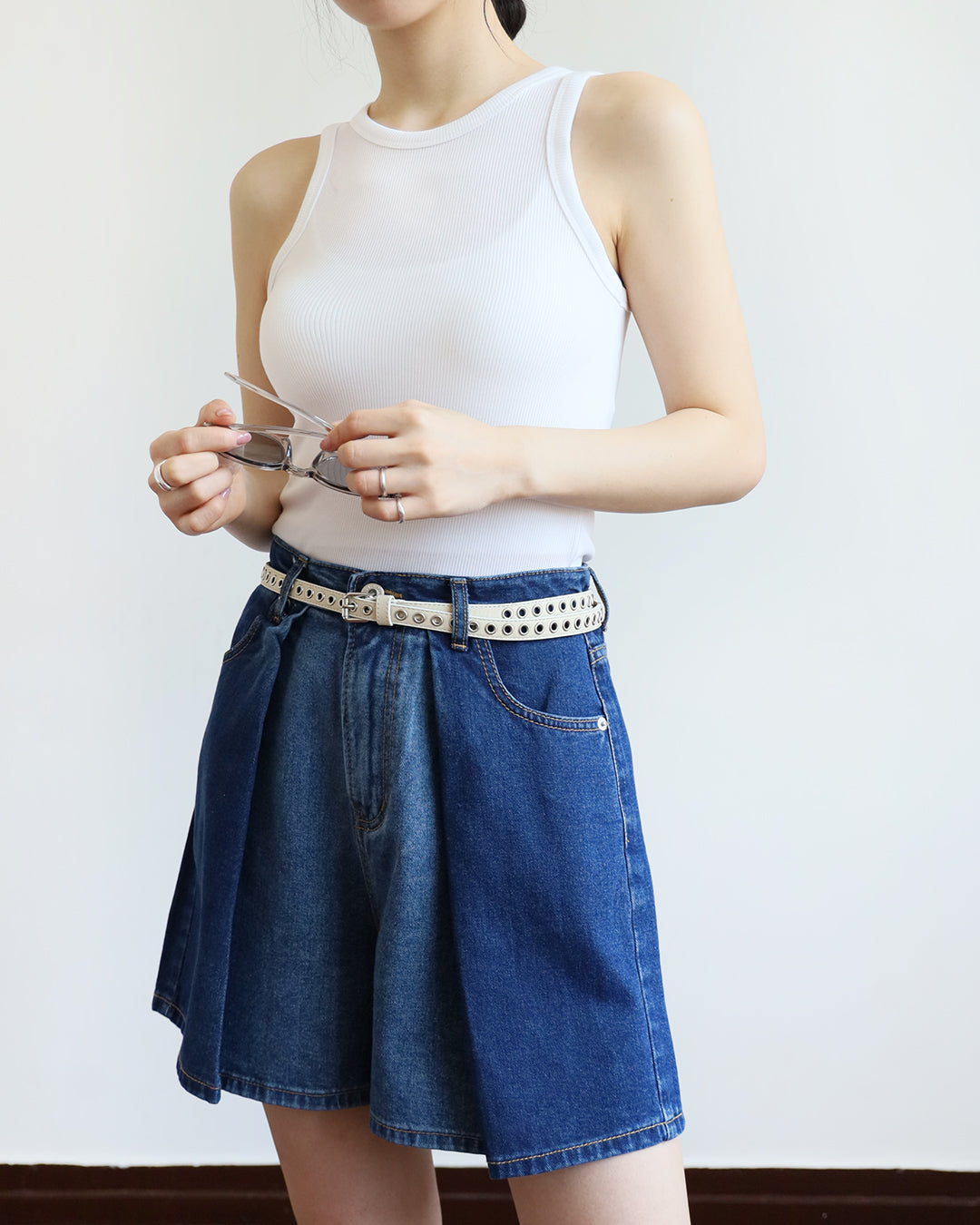 Folded Denim Shorts (2 color | Size S-L)