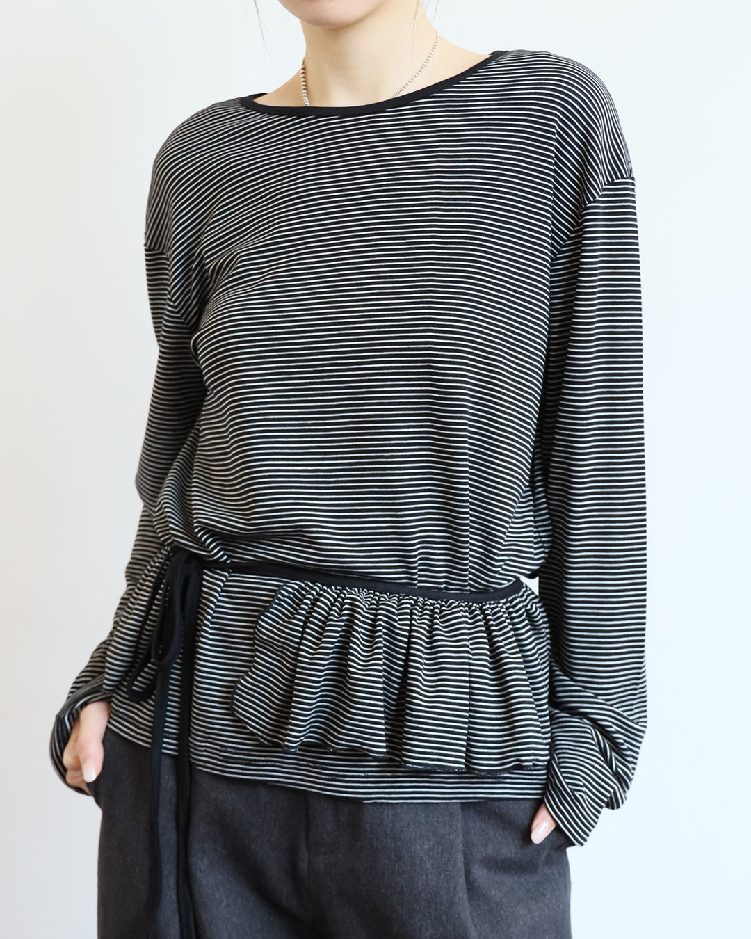 Ruffle Collar Striped Top (2 Colors)