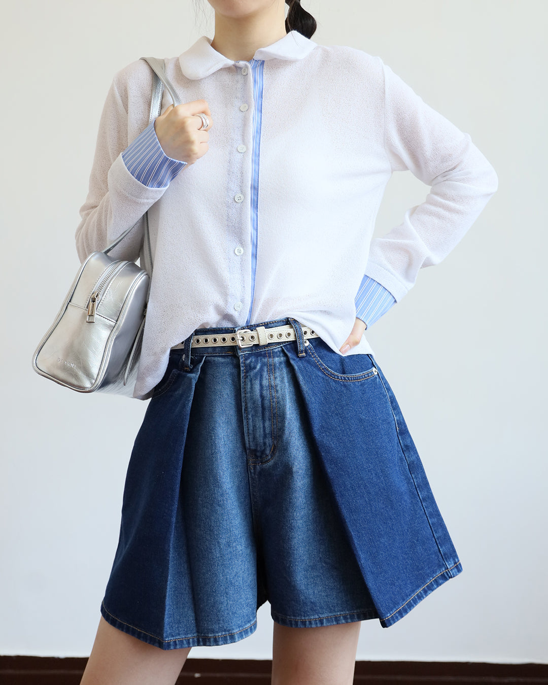 Folded Denim Shorts (2 color | Size S-L)