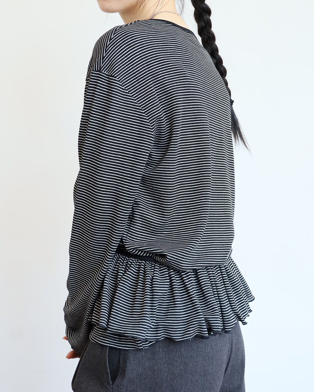 Ruffle Collar Striped Top (2 Colors)