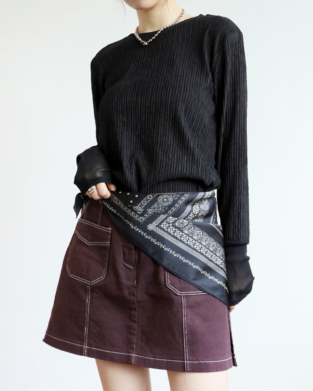 Contrast Stitch Layered Shorts (Size L)