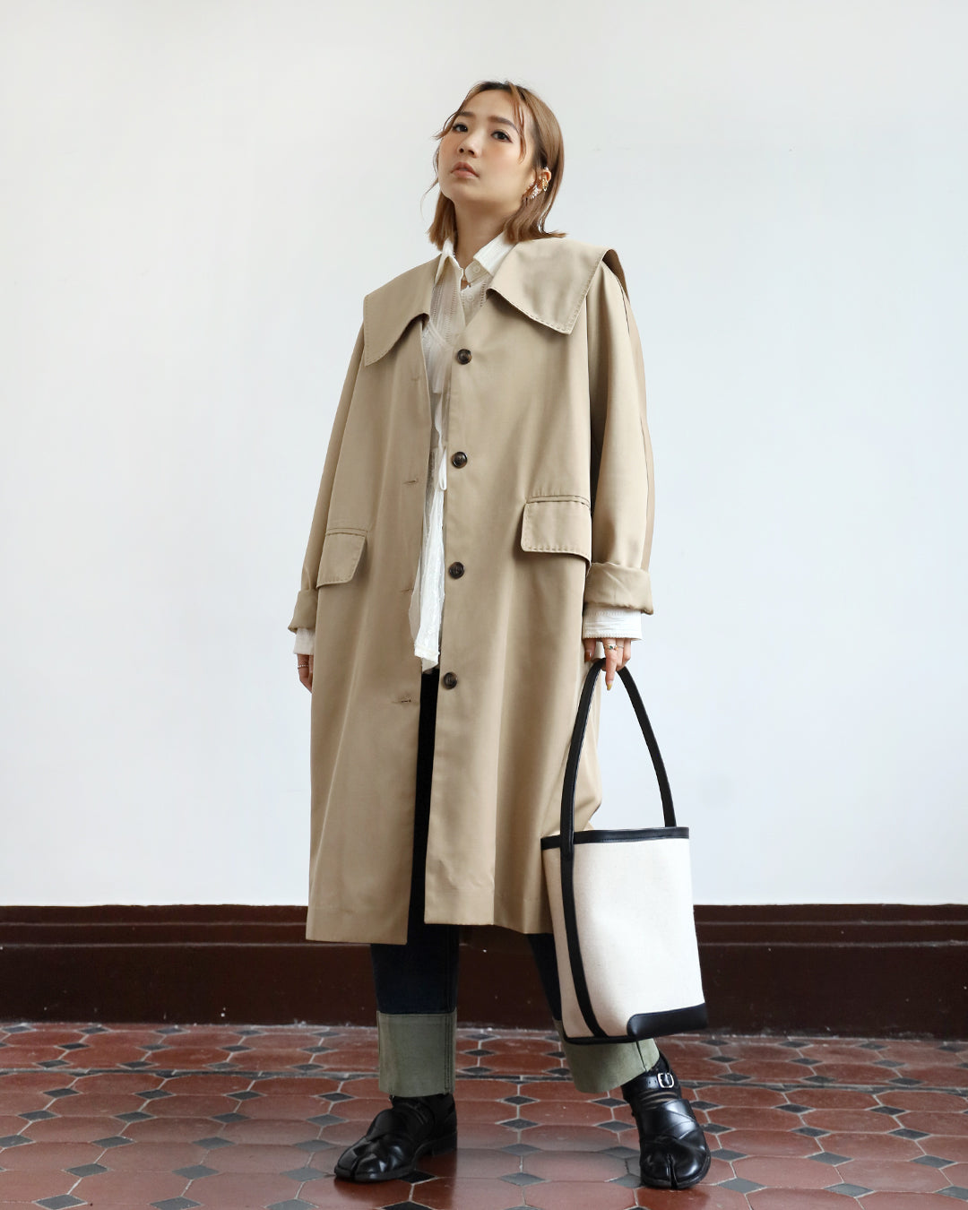 Longline Coat w/ Removable Collar (2 color)