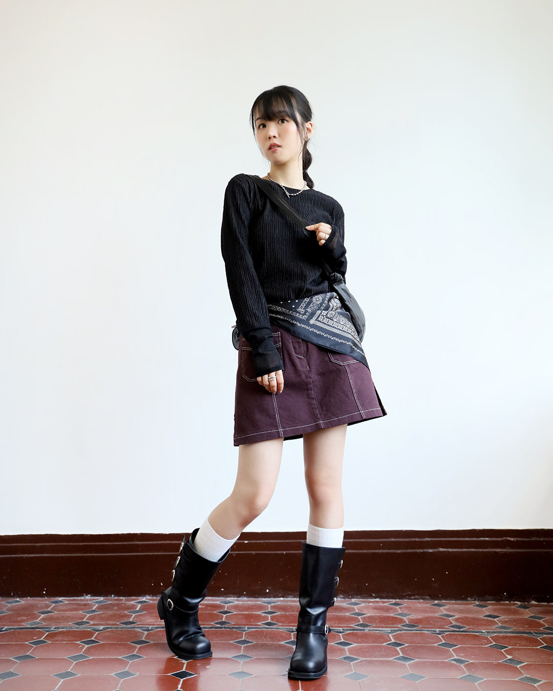 Contrast Stitch Layered Shorts (Size L)