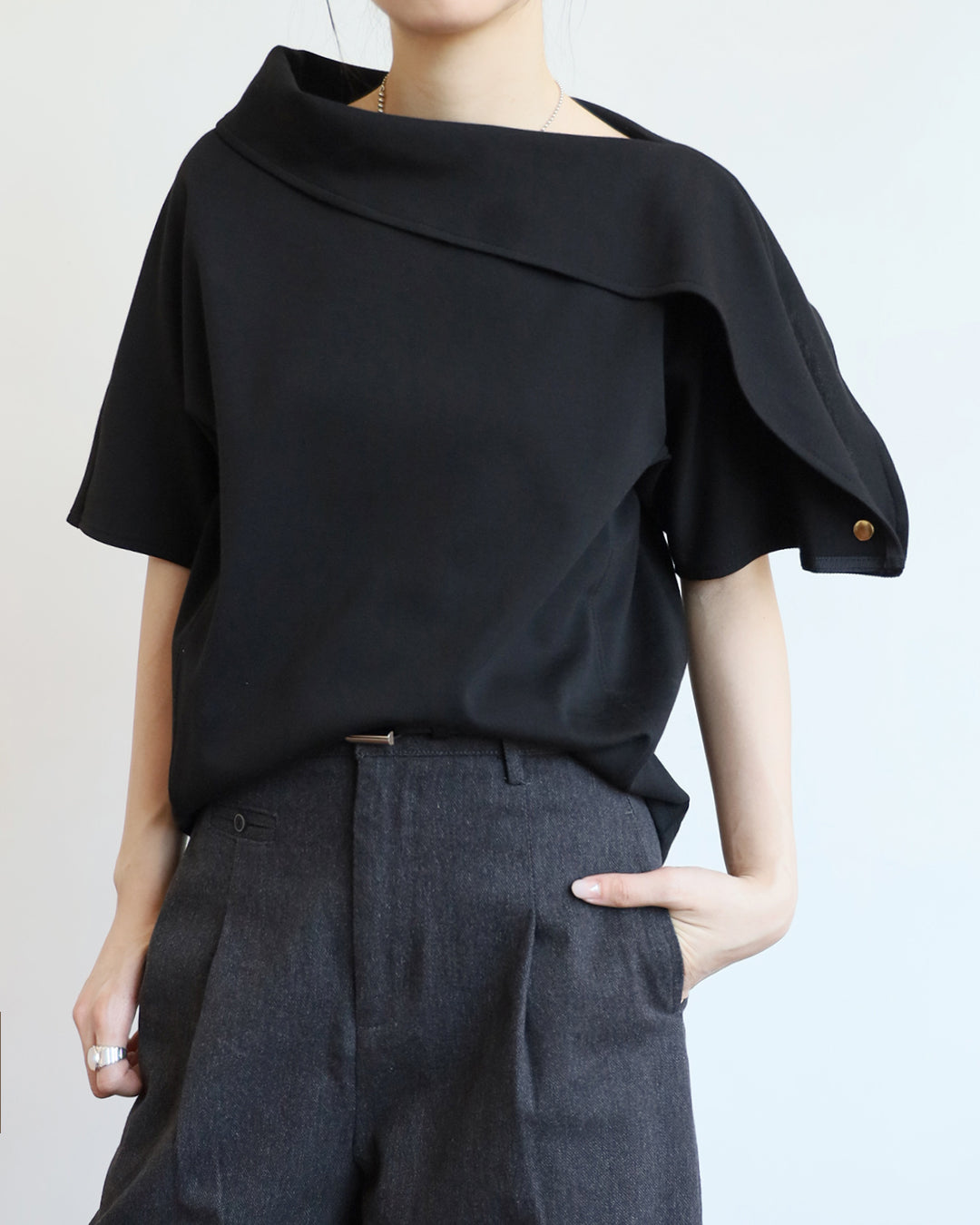 Asymmetric Collar Top (4 Colors)
