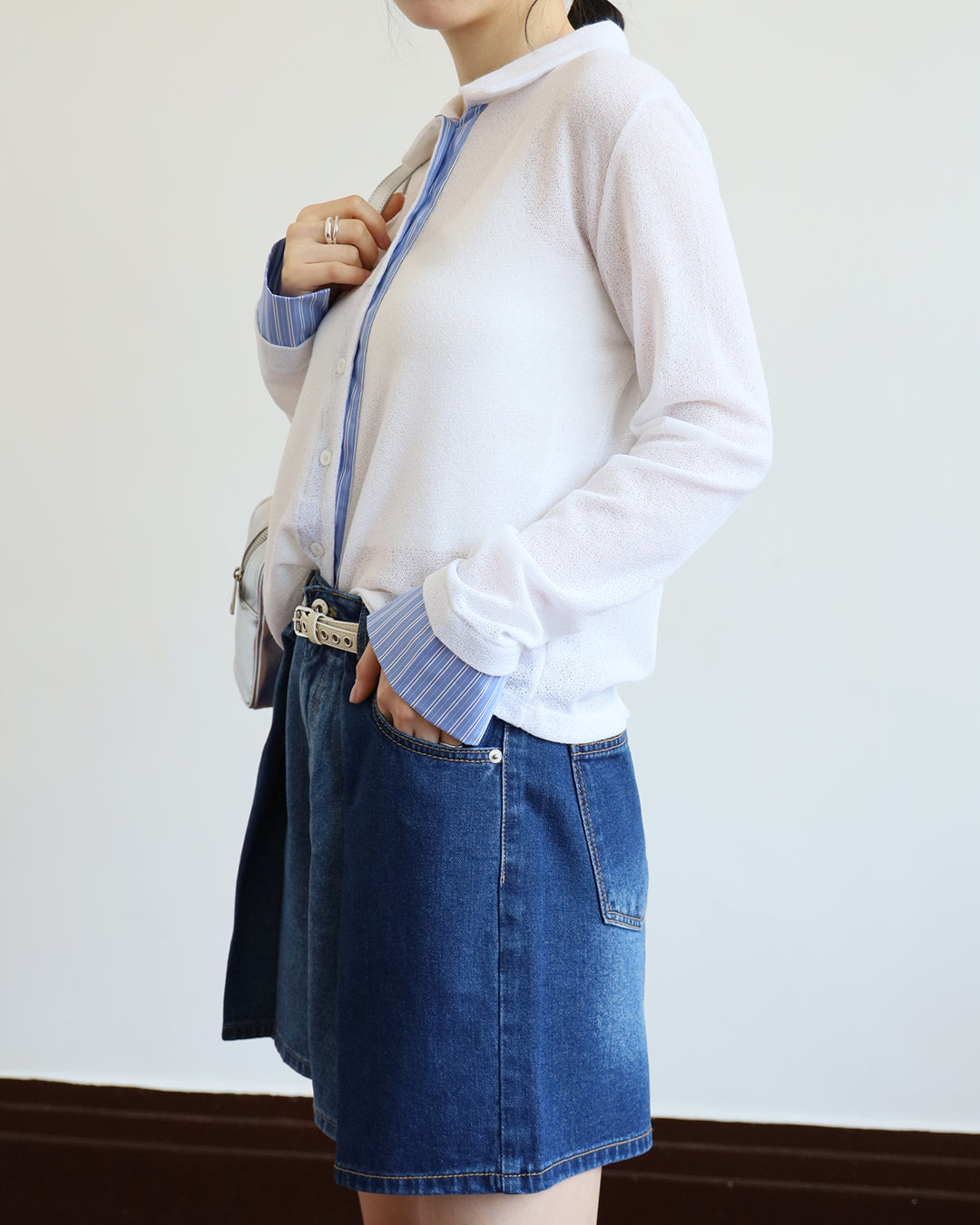 Folded Denim Shorts (2 color | Size S-L)
