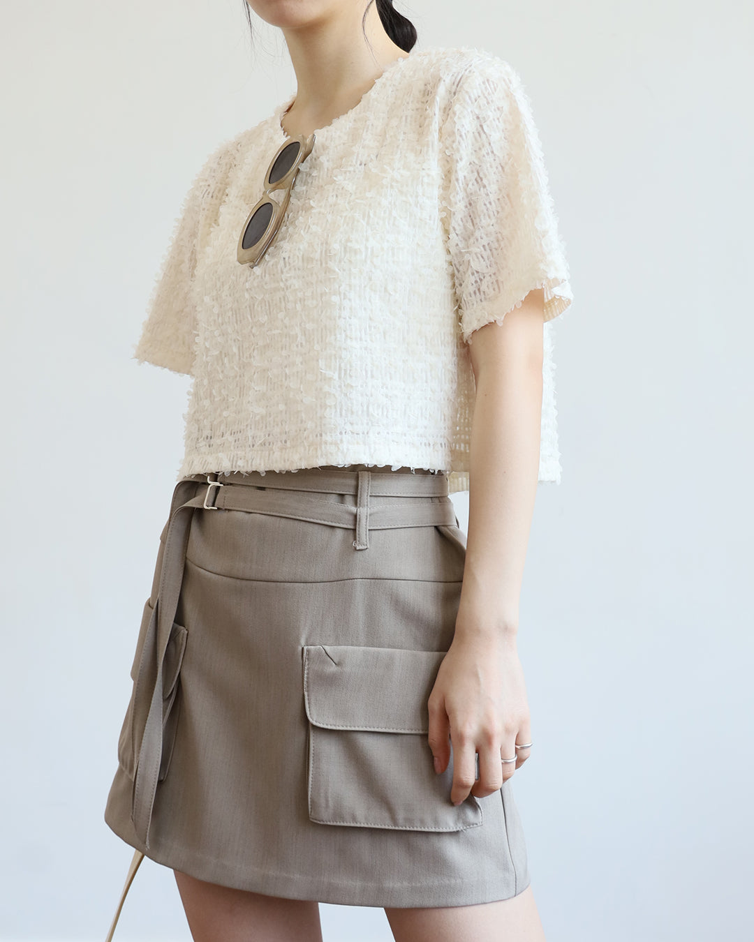 Front Pockets Belted Skirt (2 color | Size S-L)
