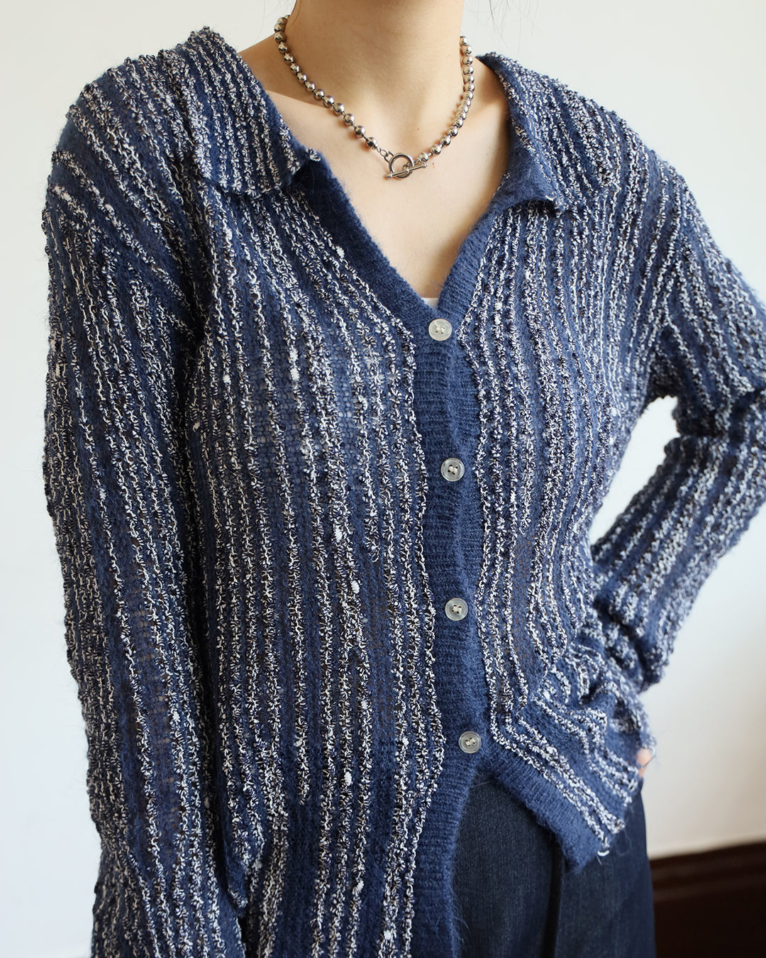 Navy Knitted Top