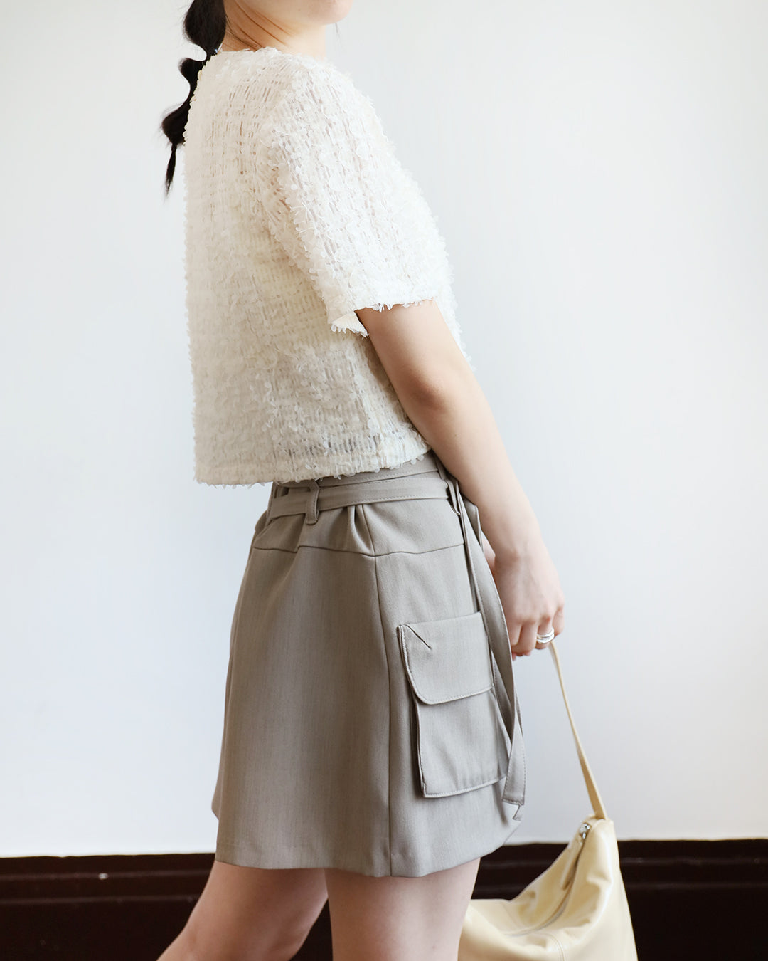 Front Pockets Belted Skirt (2 color | Size S-L)