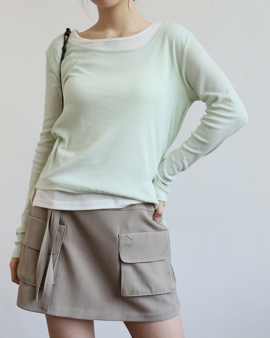 Front Pockets Belted Skirt (2 color | Size S-L)