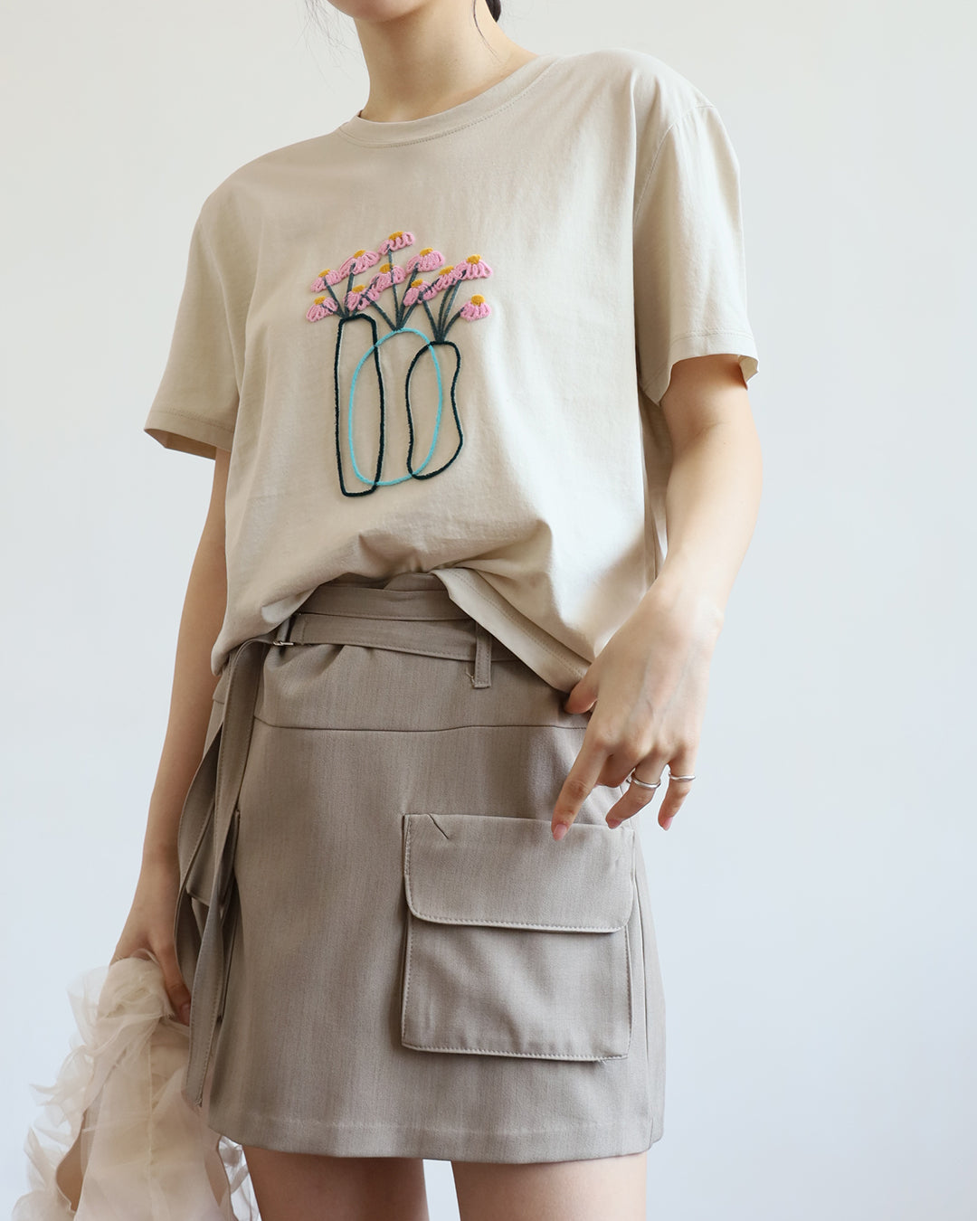 Front Pockets Belted Skirt (2 color | Size S-L)