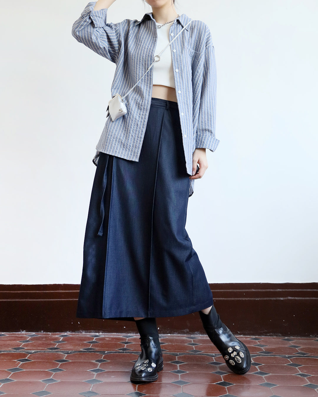 Crinkle Pinstriped Shirt