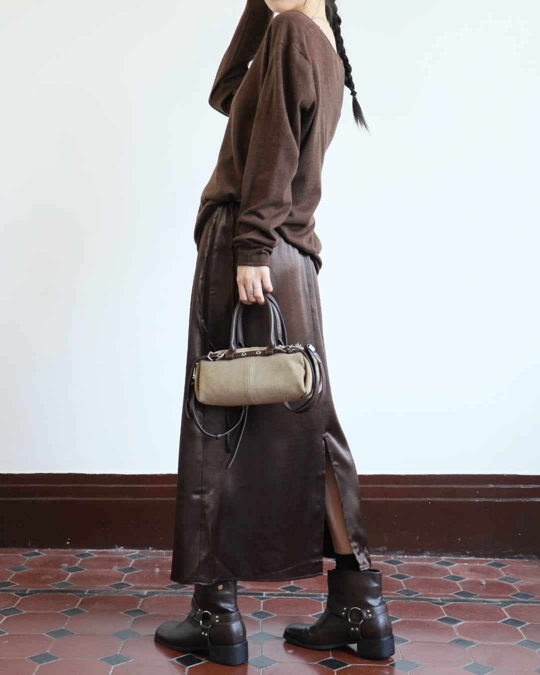 Studded Belt Cylinder Bag (4 Colors)