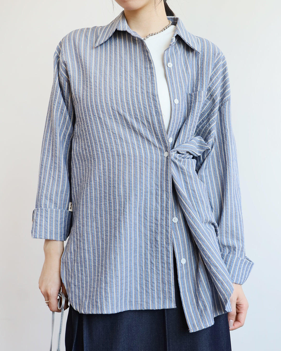 Crinkle Pinstriped Shirt