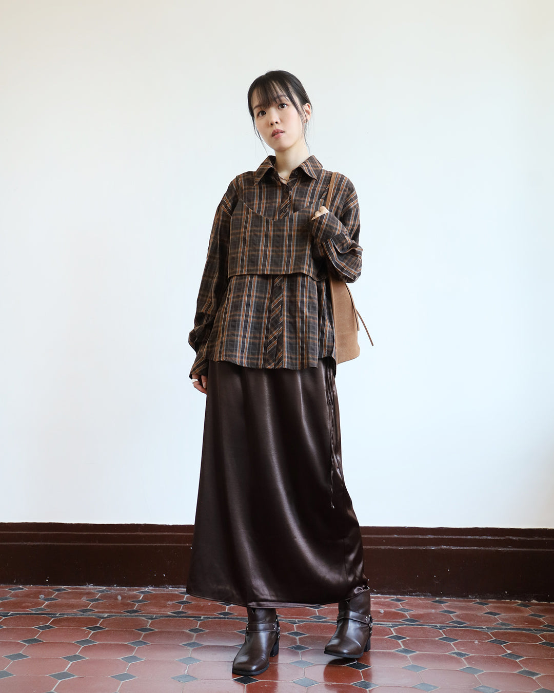 Checker Shirt + Cami Vest (Set) (2 Colors)