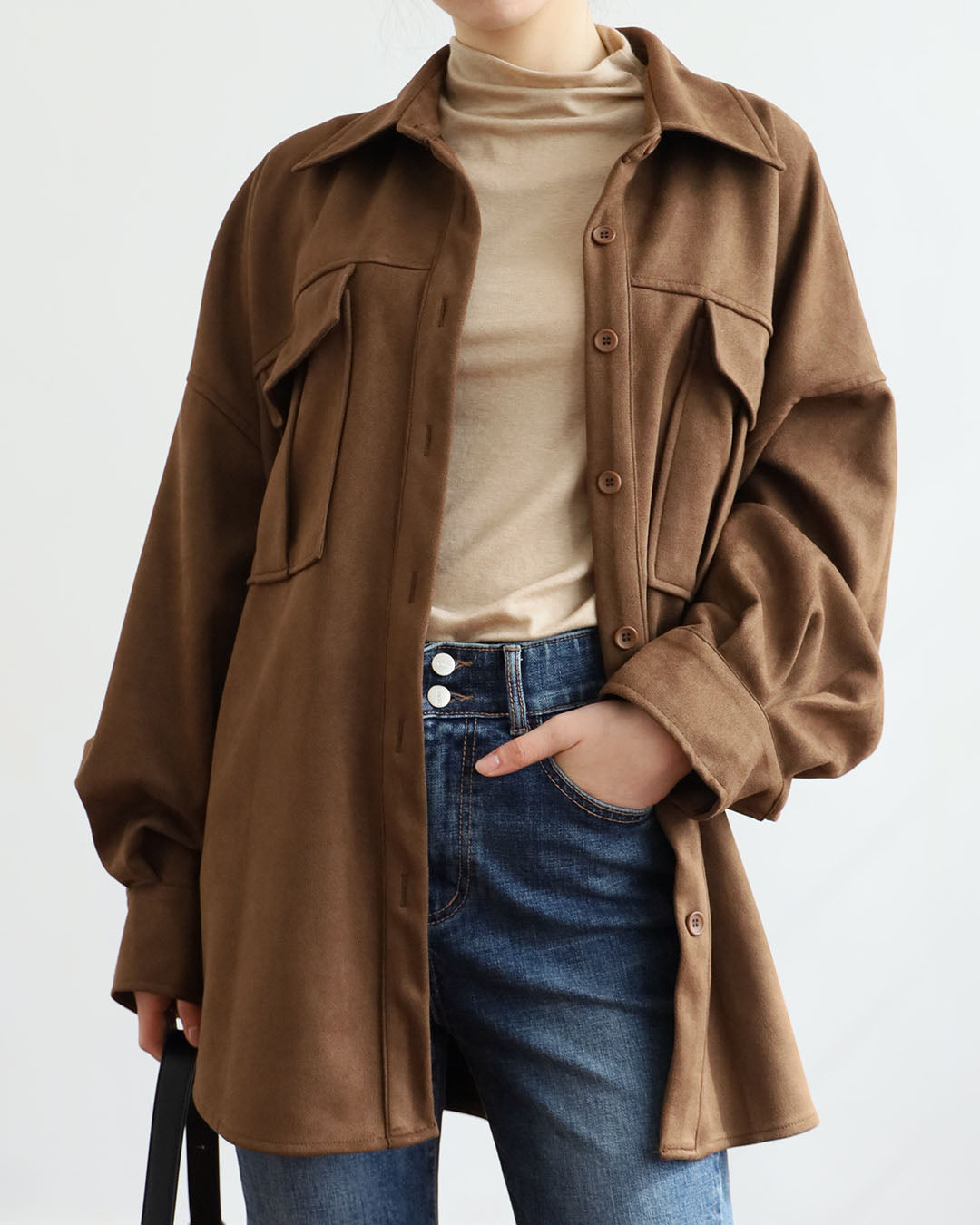 Oversized Faux Suede Jacket