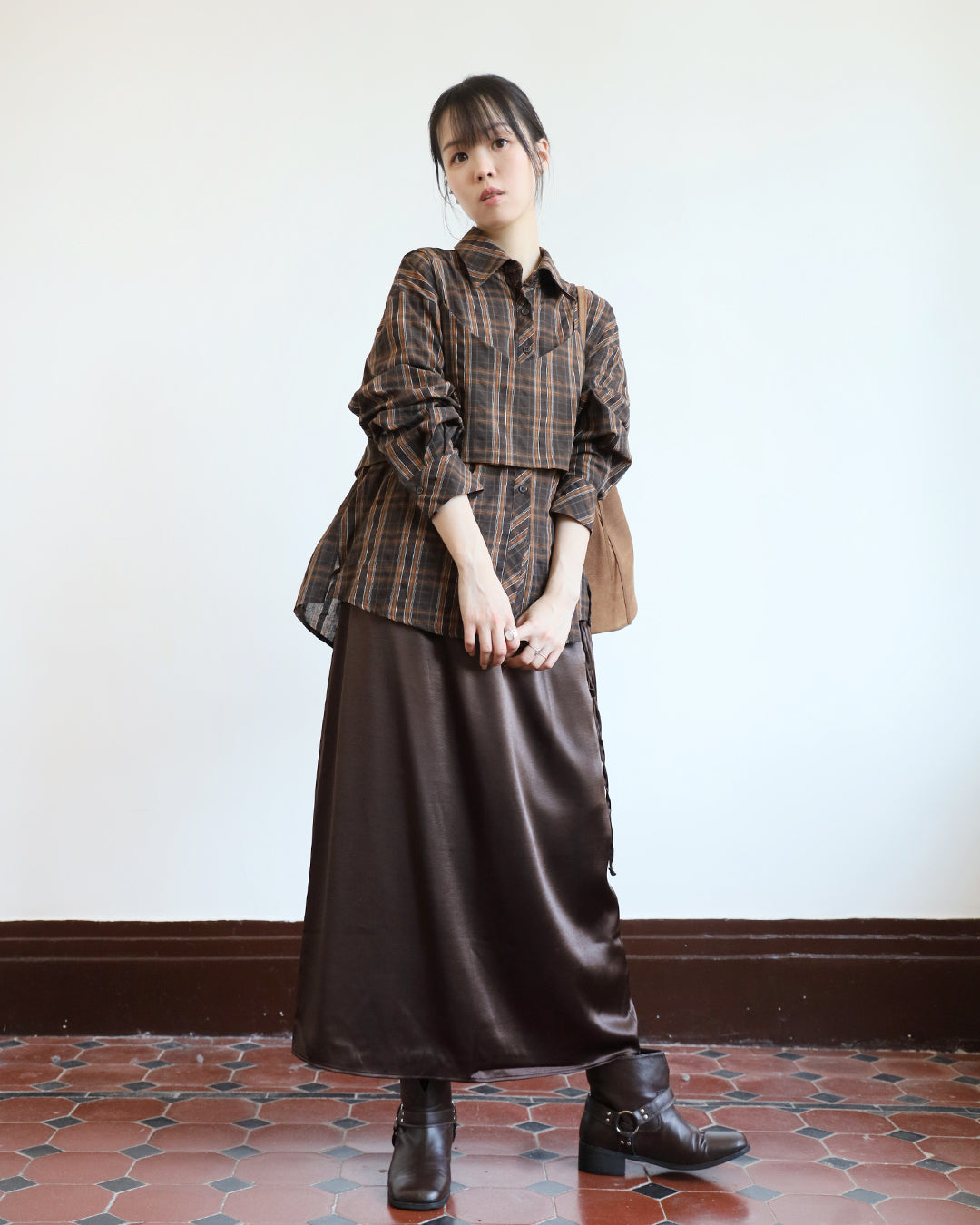 Checker Shirt + Cami Vest (Set) (2 Colors)