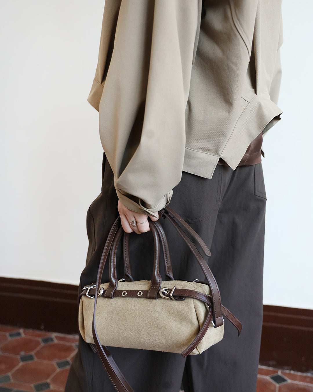 Studded Belt Cylinder Bag (4 Colors)