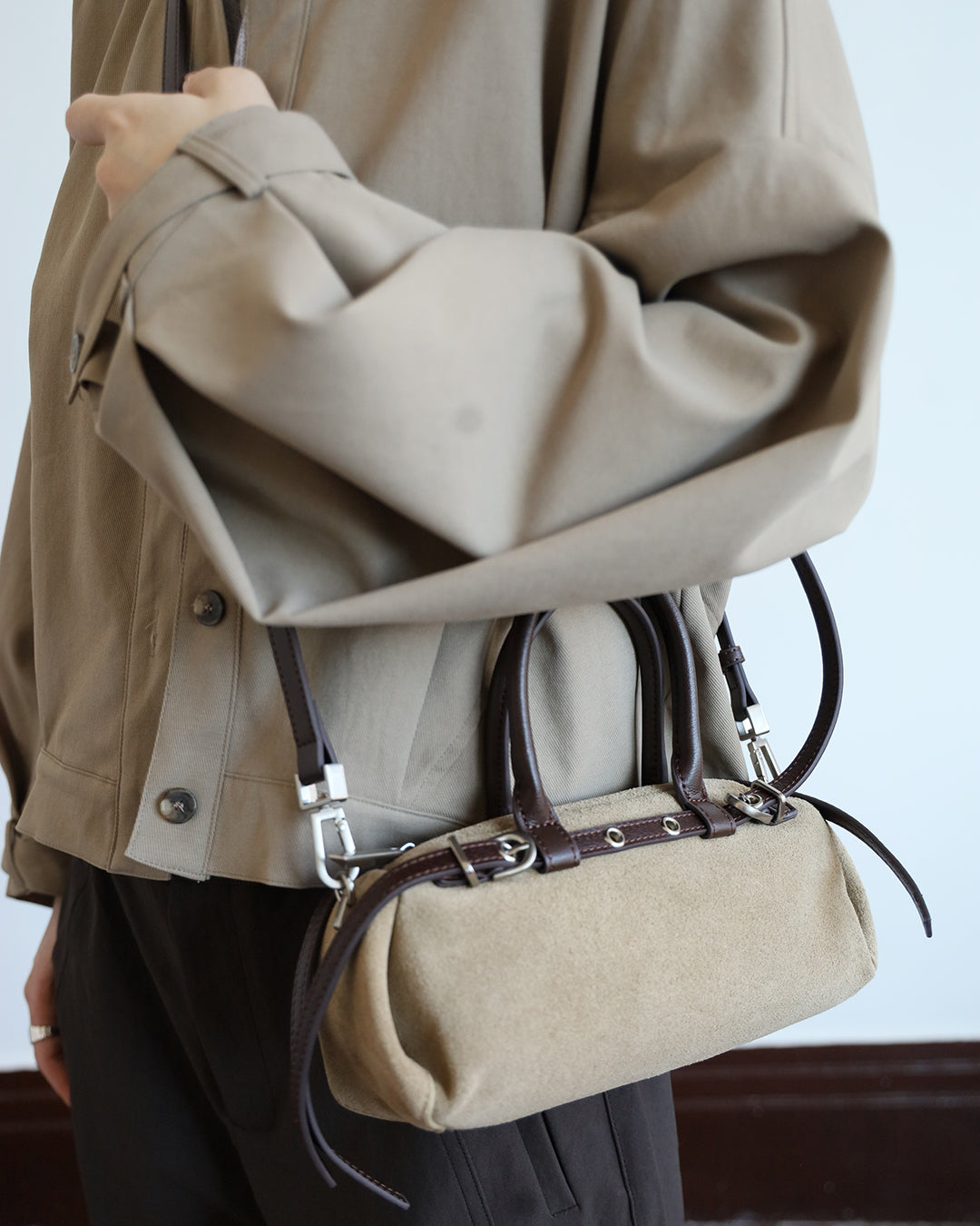 Studded Belt Cylinder Bag (4 Colors)
