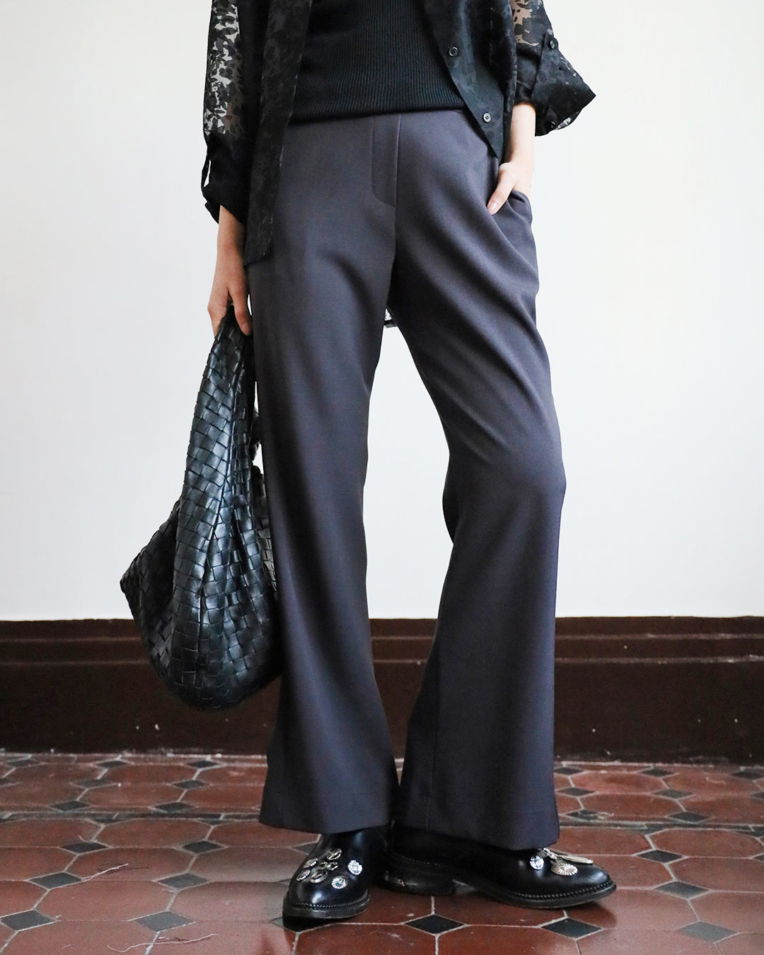 Back Split Flared Pants (3 colors)