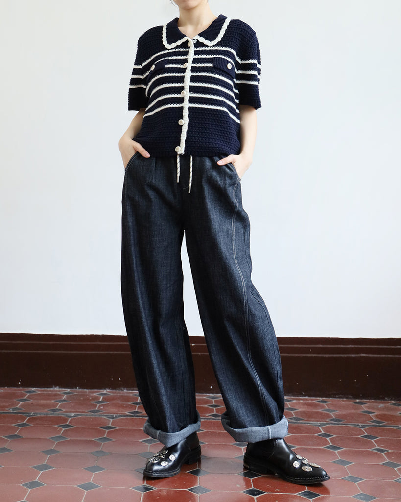 Contrast Trim Striped Outer (2 color)