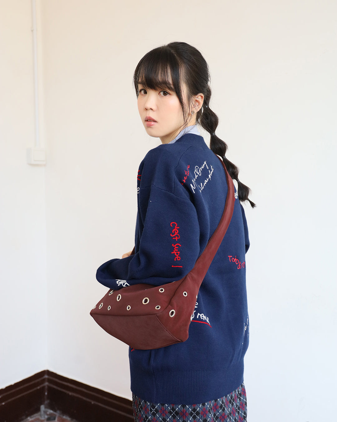 Faux Suede Eyelet Bag (3 color)