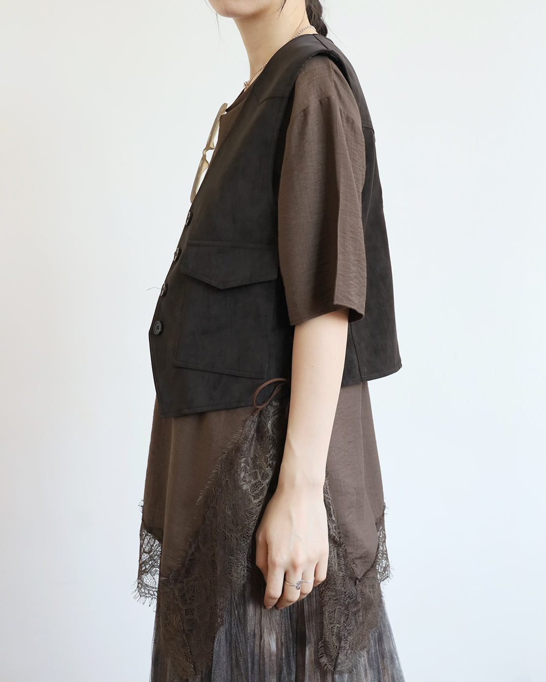 Washed Faux Leather Vest