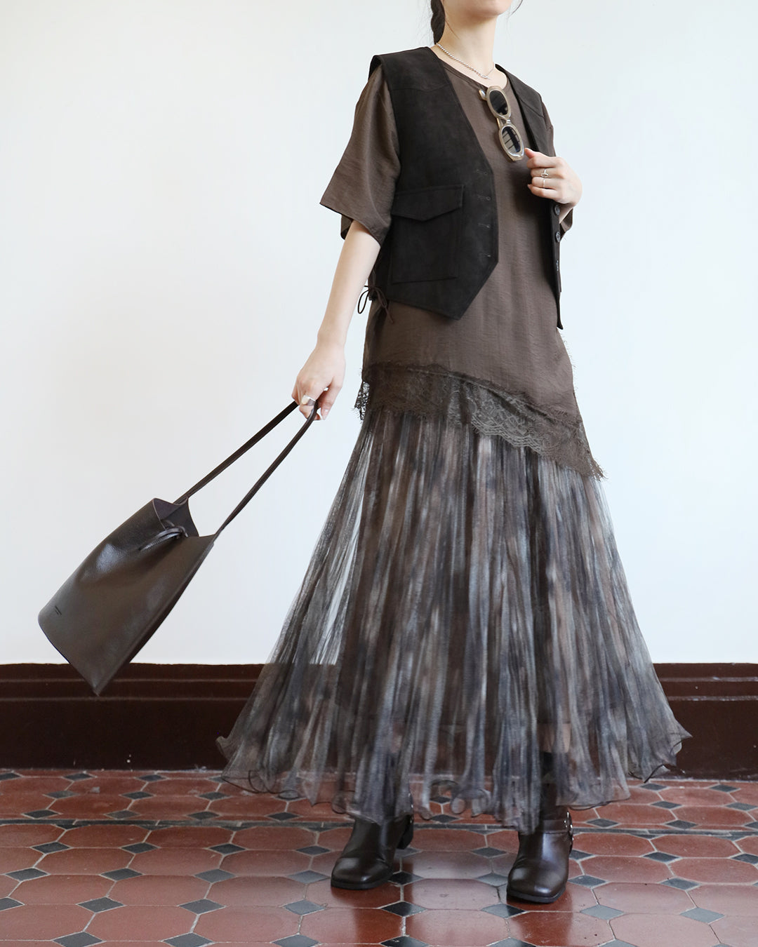 Washed Faux Leather Vest