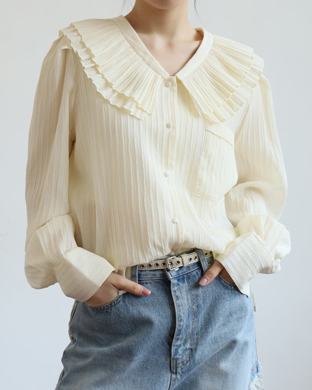 Pleated Layer Collar Blouse