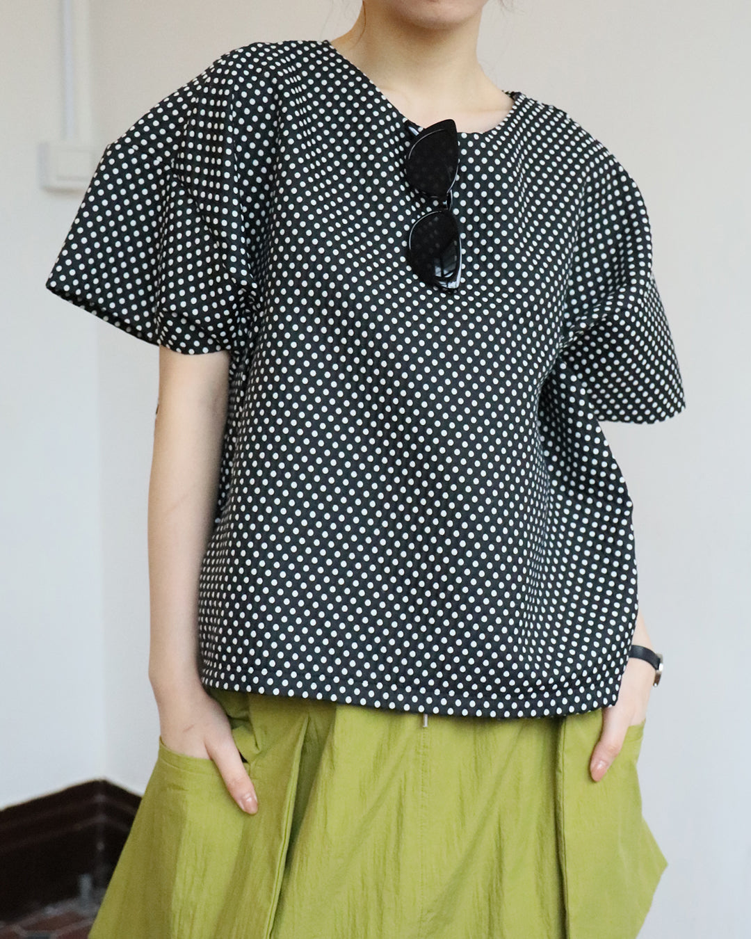 Structured Polka Dot Top