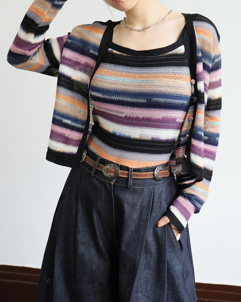 Striped Cami Top + Cardigan (Set) (2 color)