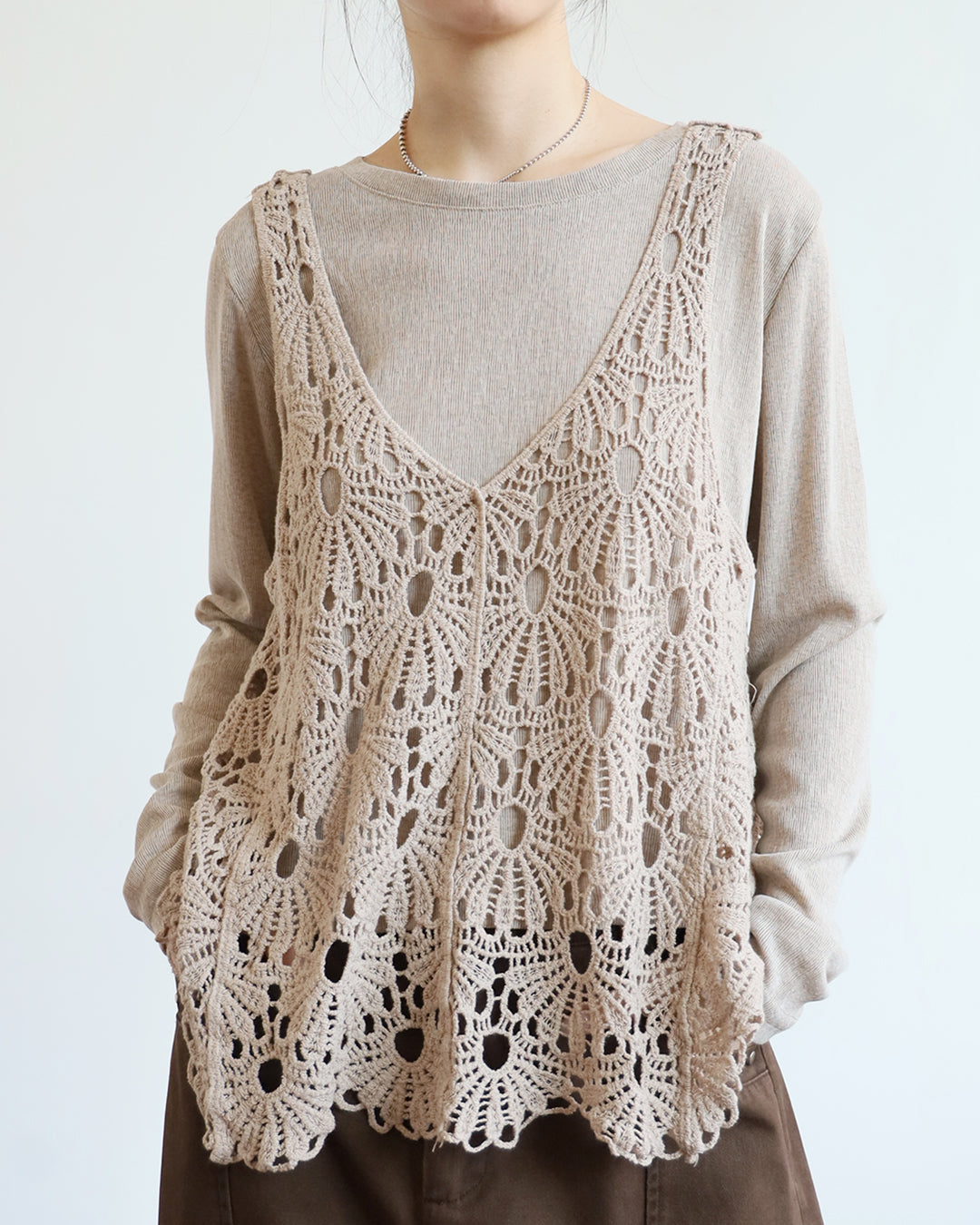 Crochet Vest + Tee (set) (3 Colors)
