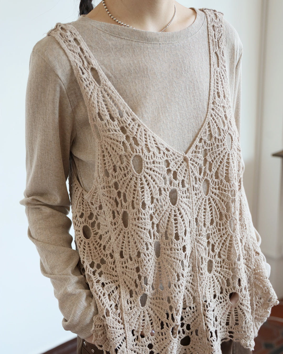 Crochet Vest + Tee (set) (3 Colors)