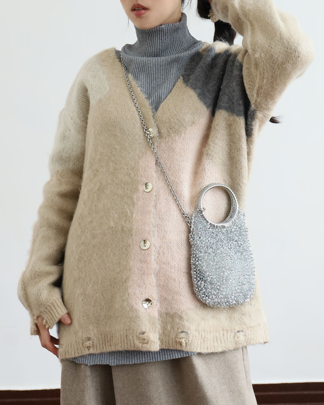 Color Block Brushed Cardigan