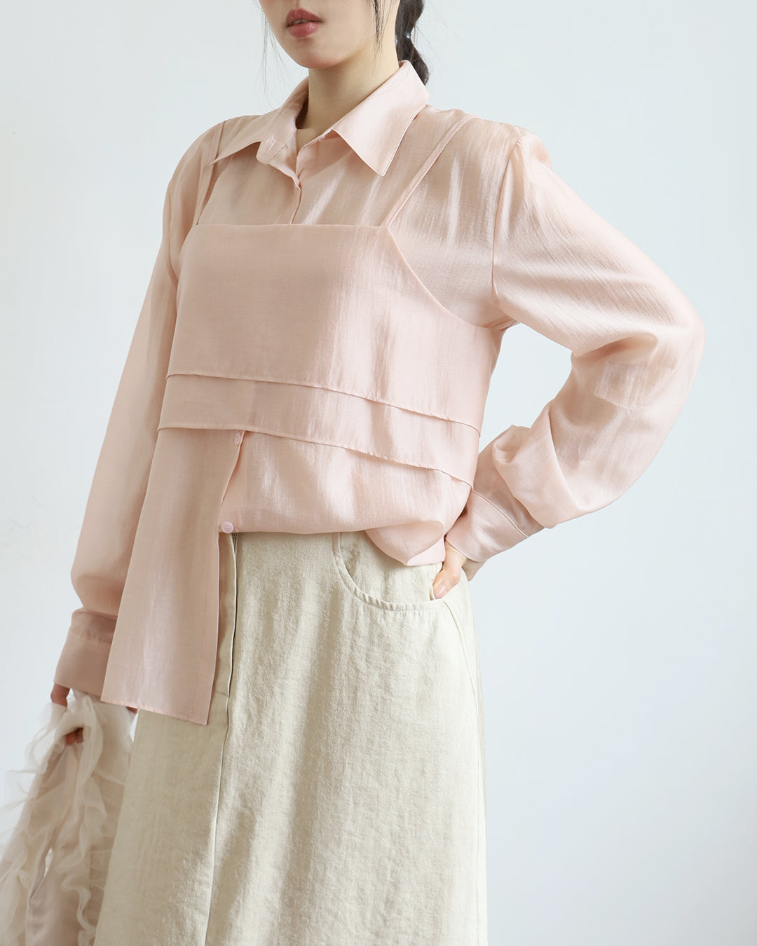 Silky Shirt + Cami Top (Set)