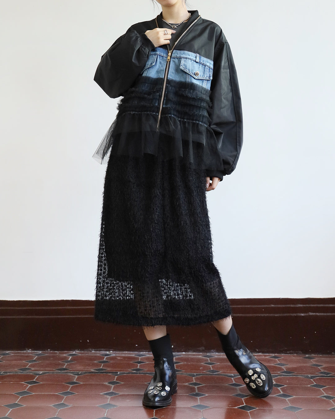 Mesh Layer Bomber Jacket