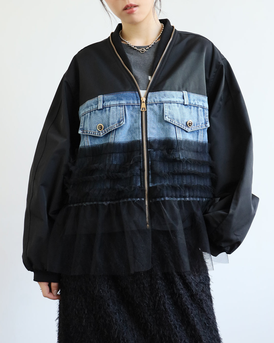 Mesh Layer Bomber Jacket