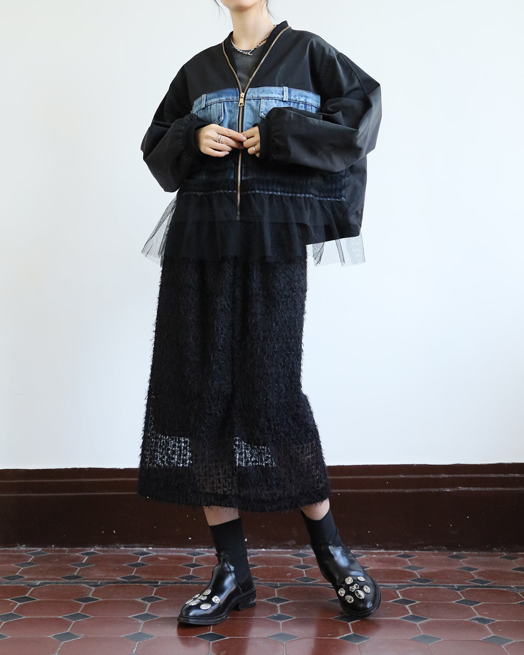 Mesh Layer Bomber Jacket