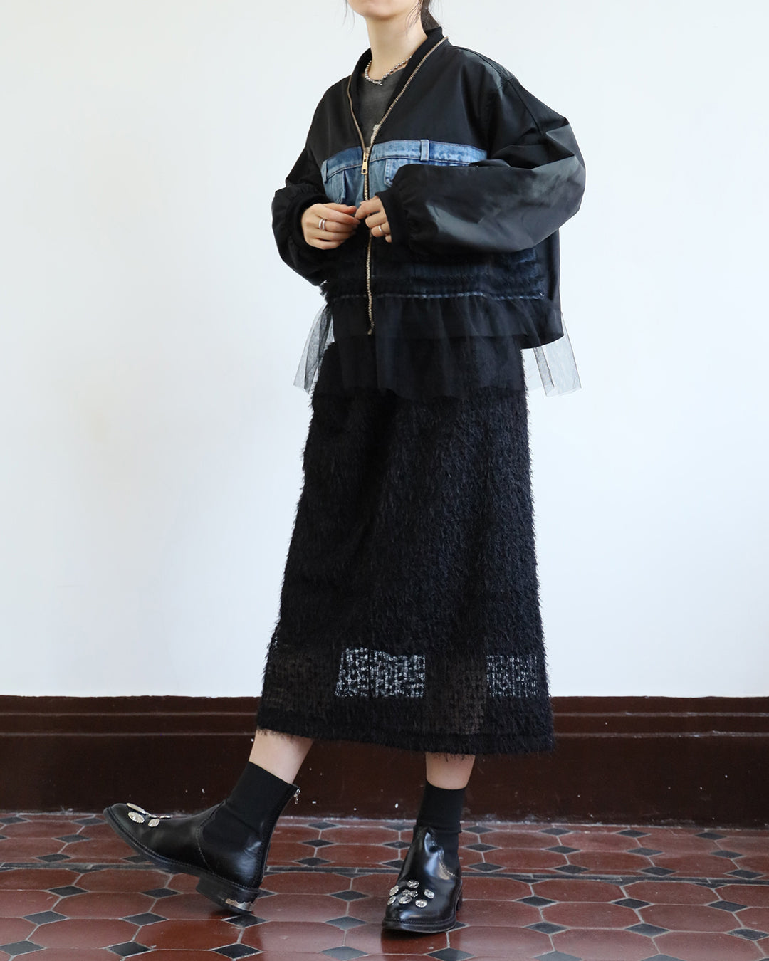 Mesh Layer Bomber Jacket