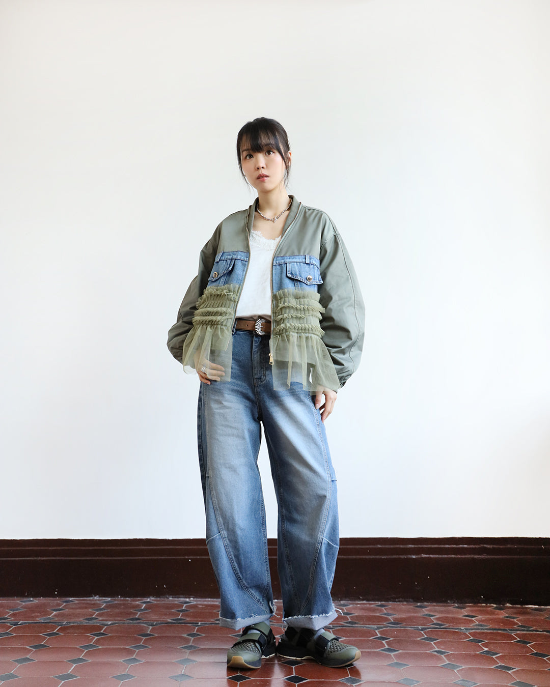 Mesh Layer Bomber Jacket