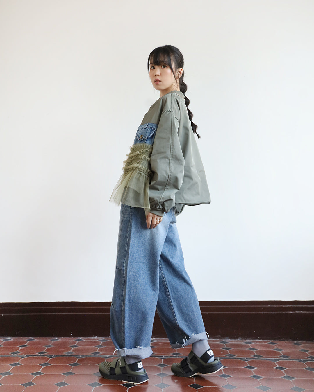 Mesh Layer Bomber Jacket