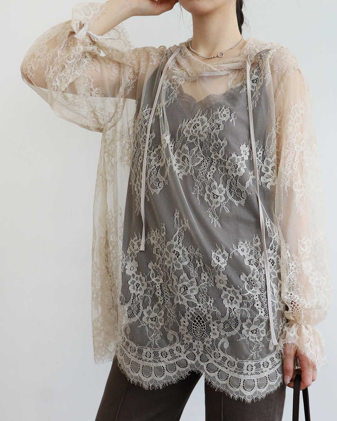 Hooded Lace Top (2 Colors)
