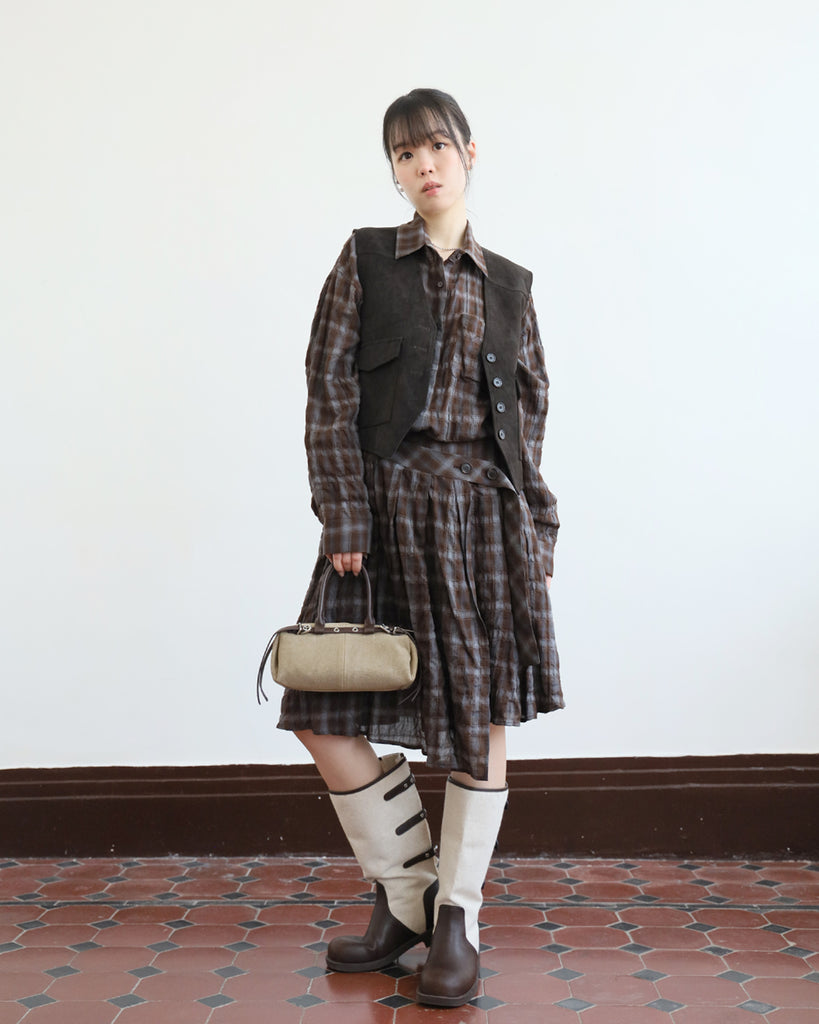 Crinkle Fabric Plaid Shirt