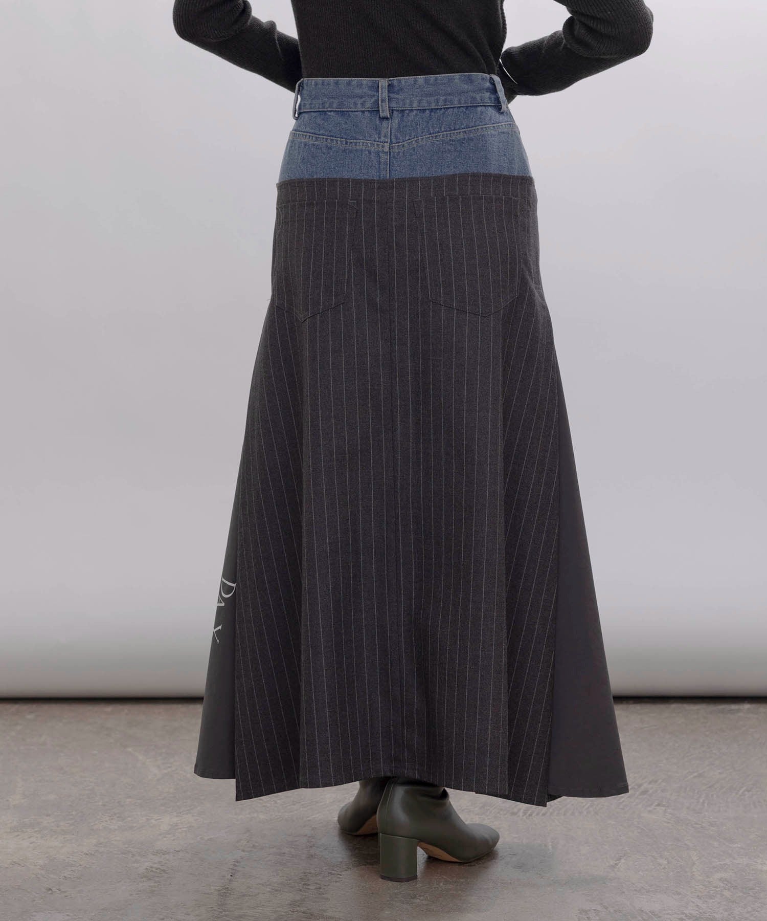 Japan Brand - Denim X Pinstriped Maxi Skirt
