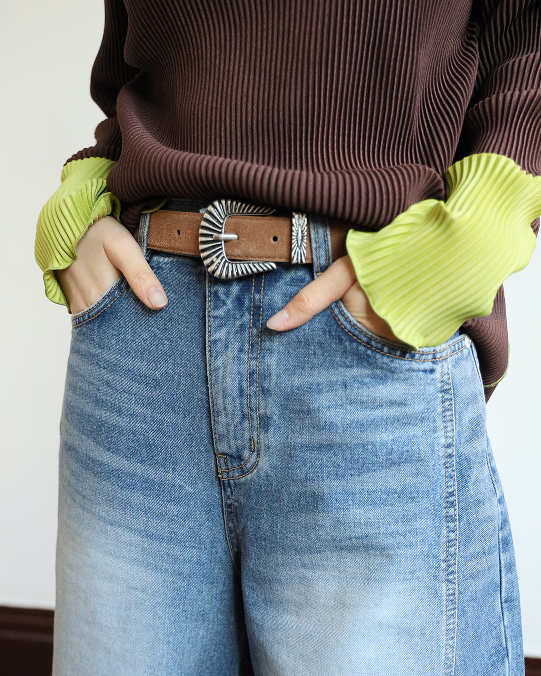 Western Buckles Suede Belt (2 color)